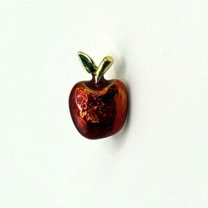 Red Apple Vintage 70s Enamel Lapel Hat Tie Pin Teacher Retro Small Mini